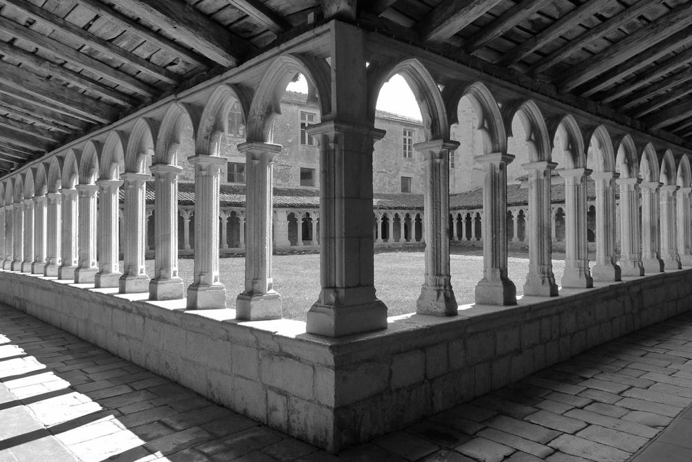 concrete pillars with pathway