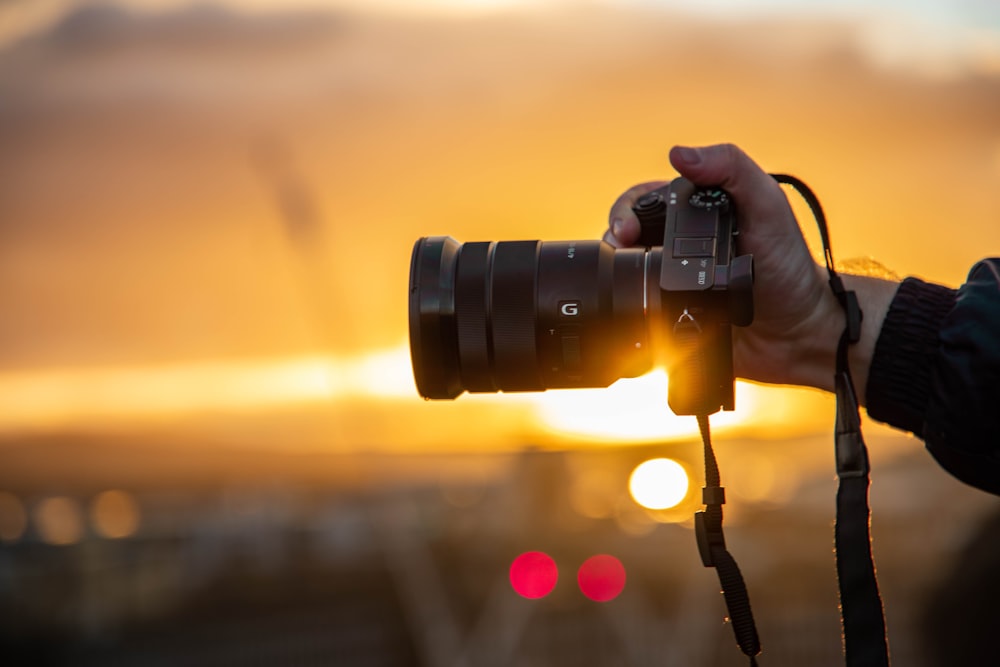 person holding DSLR camera