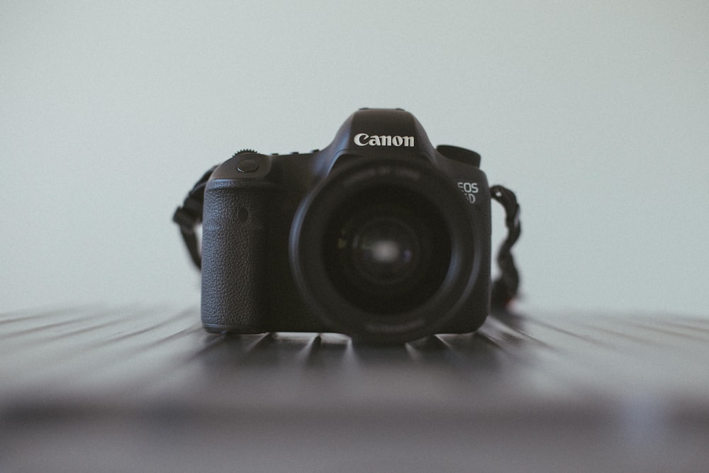 black Canon DSLR camera