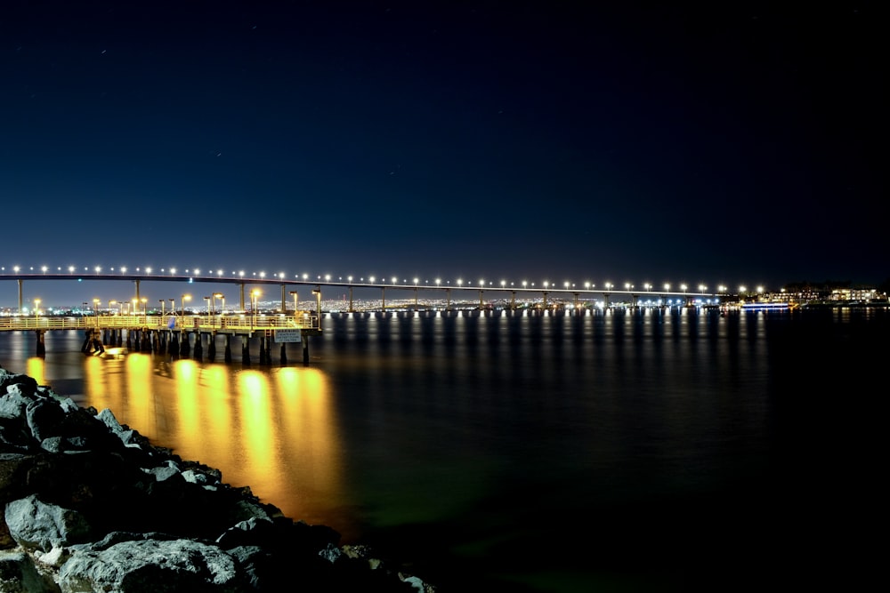 lighted bridge during nighttime