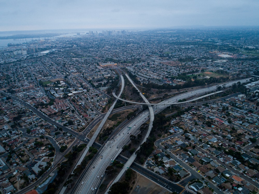 high-angle view of city