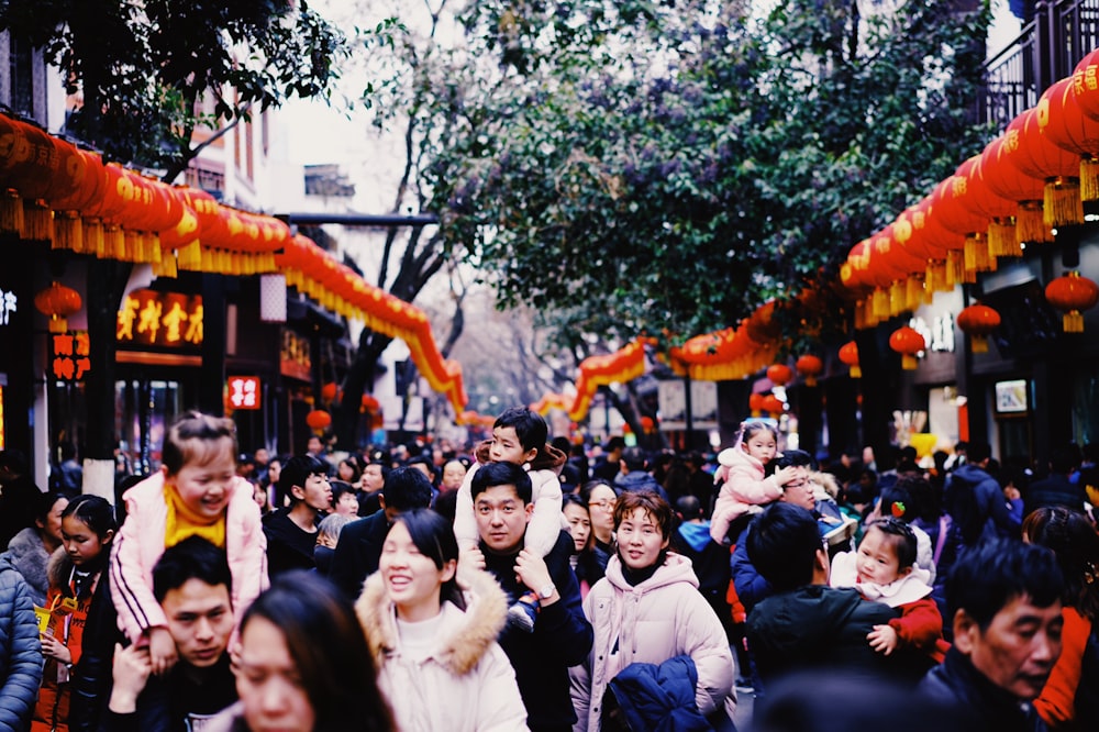 people celebrating feast at the street