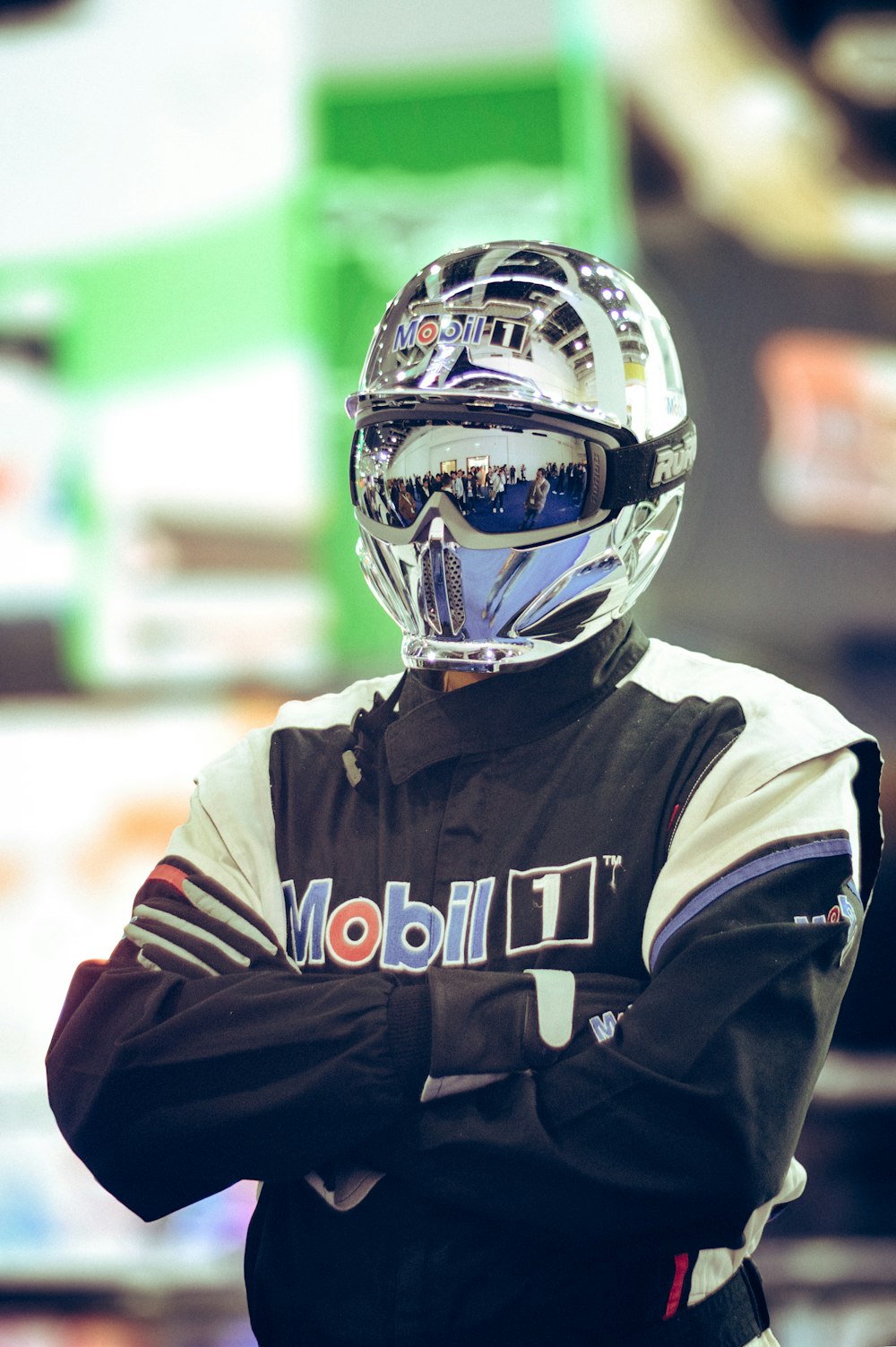 man wearing white and black helmet