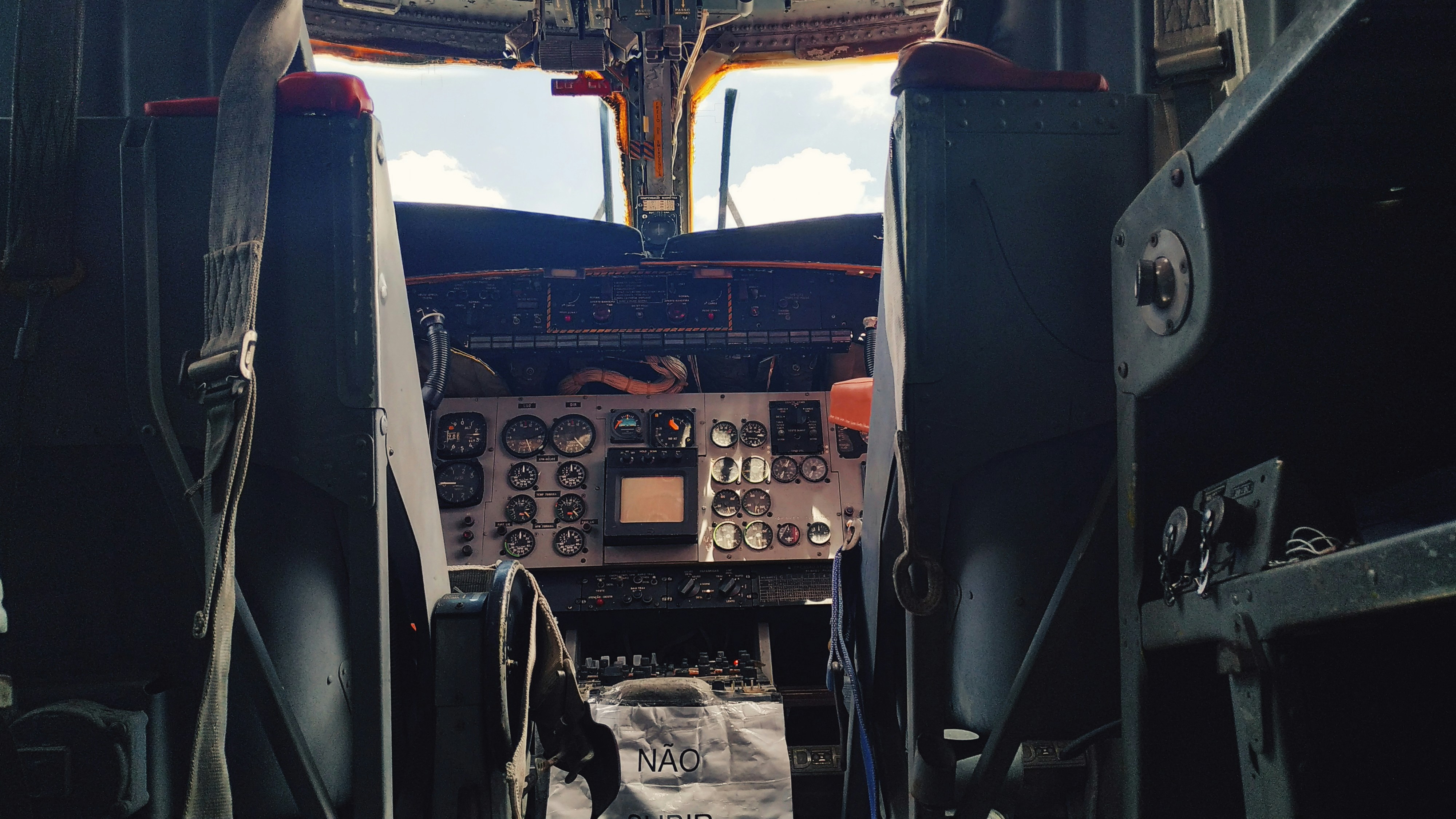 This is the cockpit of a De Havilland Canada DHC-5 Buffalo. This one is retired after 30 years in service.
