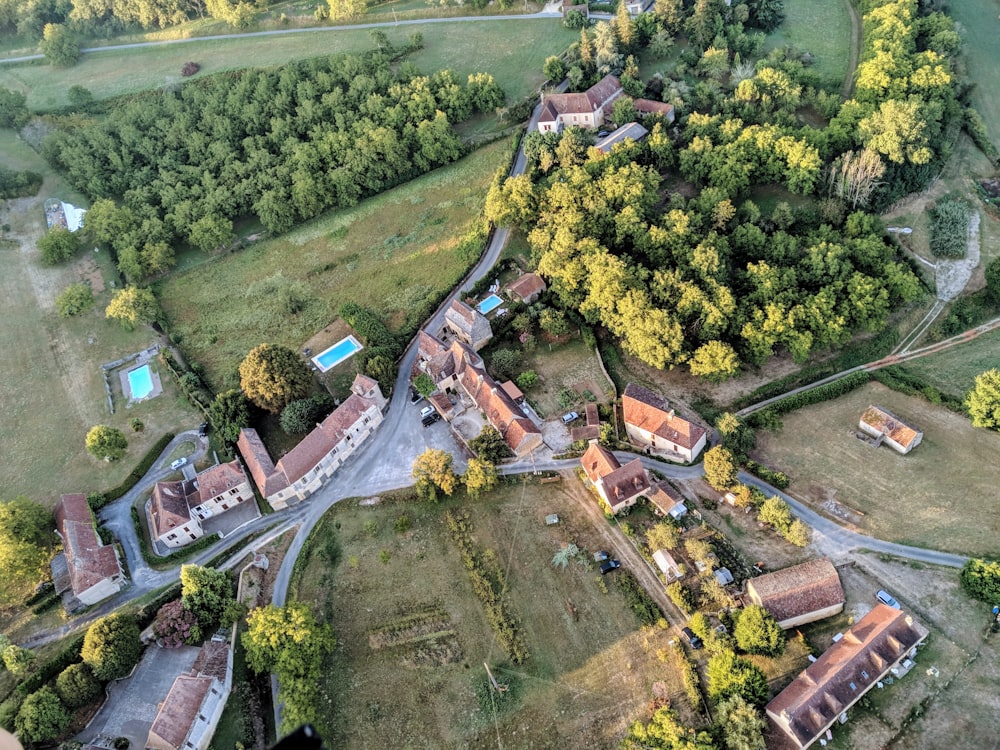 aerial view of trees and houses during daytime