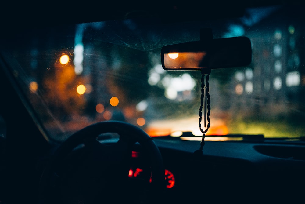 silhouette photo of car interior