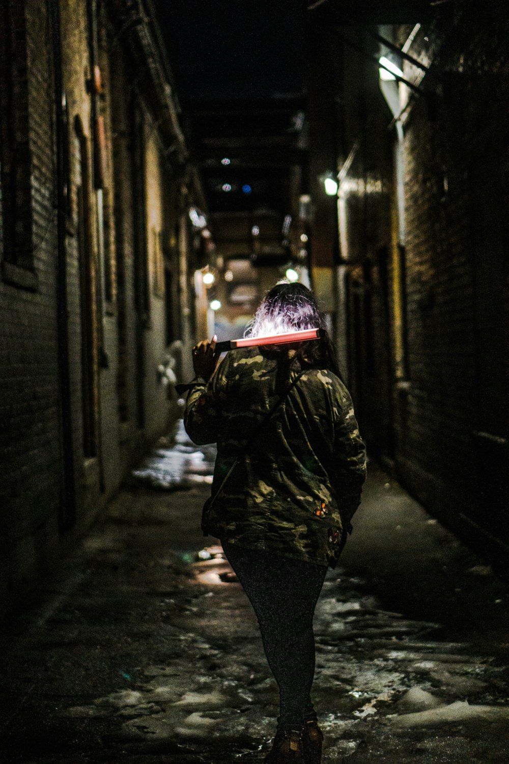 man walking in street