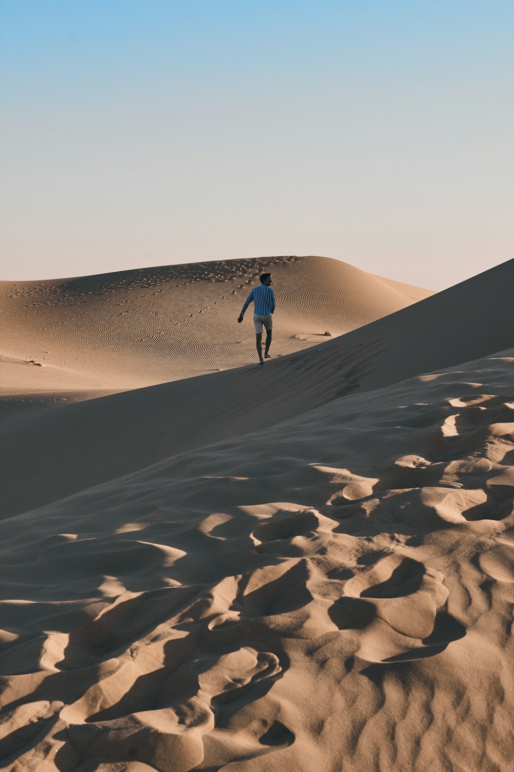 man walking alone on deserted place