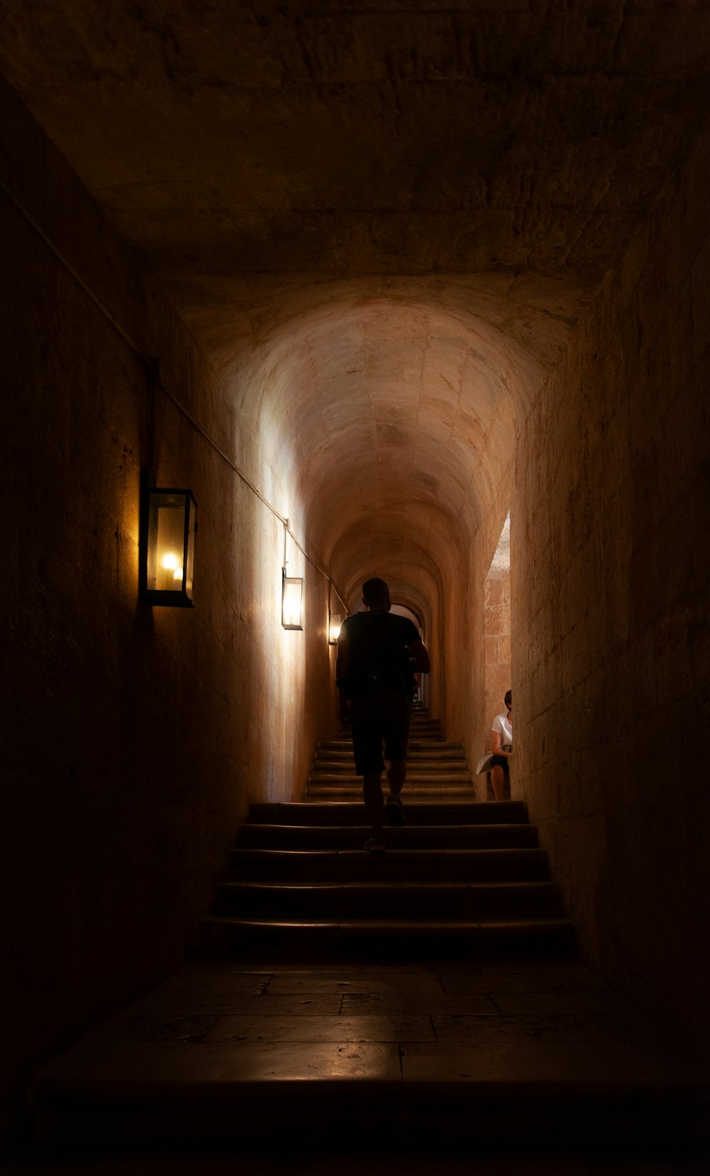 person walking on stairs