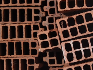 high-angle photography of concrete bricks