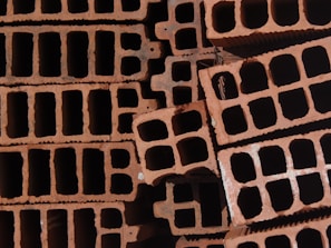 high-angle photography of concrete bricks