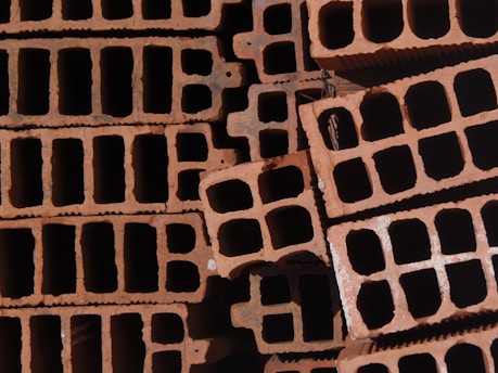 high-angle photography of concrete bricks