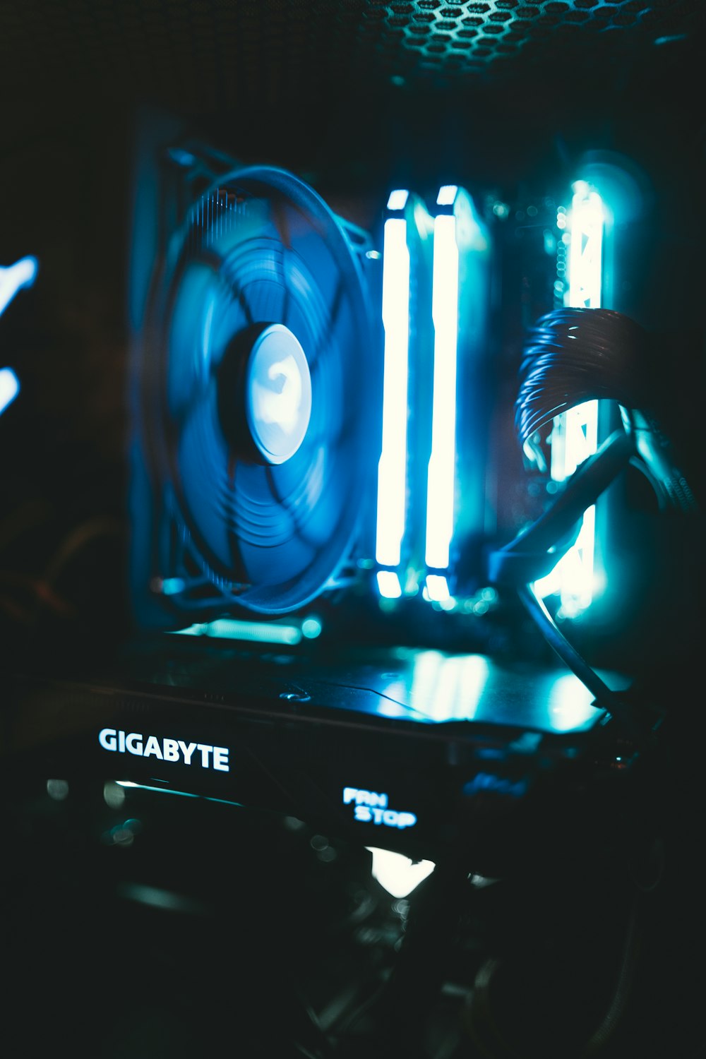 black Gigabyte computer tower