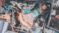 An aerial view of the sprawling water park with attractions.