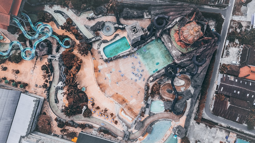 aerial photography of pool