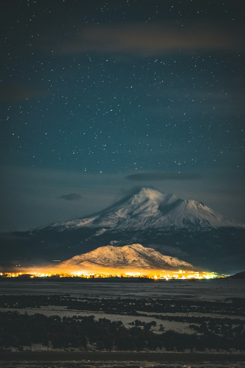 yellow lighted mountain