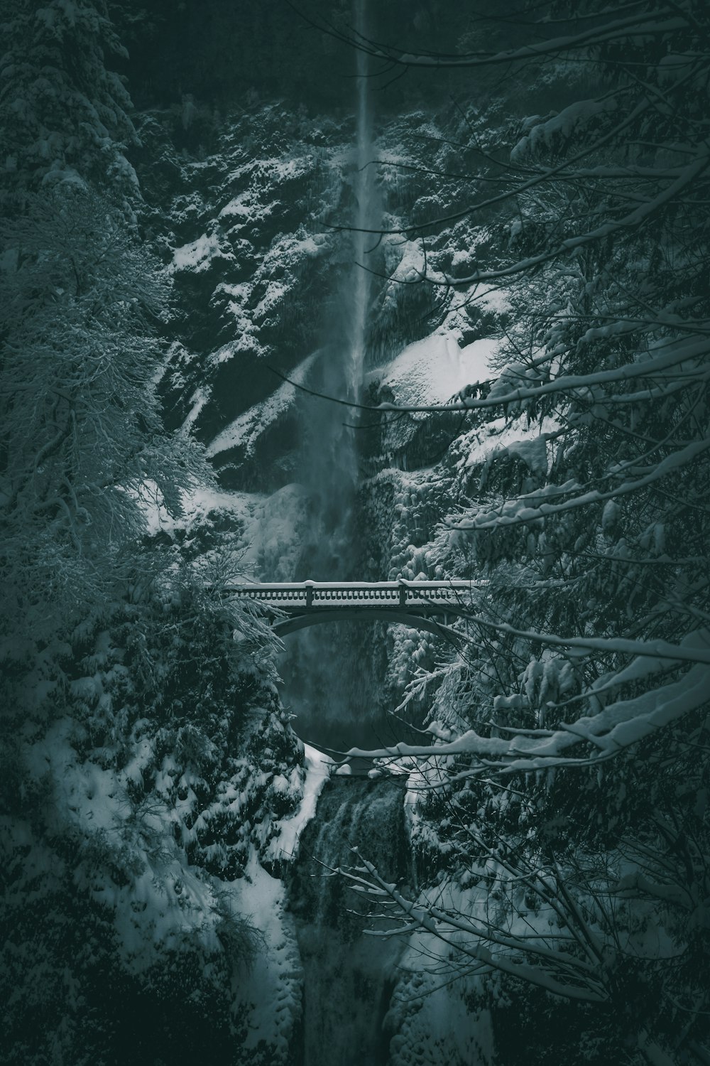 Schneebedeckte Brücke