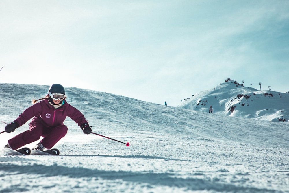 person skiing on snow mountain