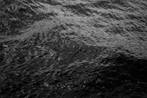 Dark and moody ocean waves with a textured surface, reflecting minimal light, creating a dramatic and intense visual experience.