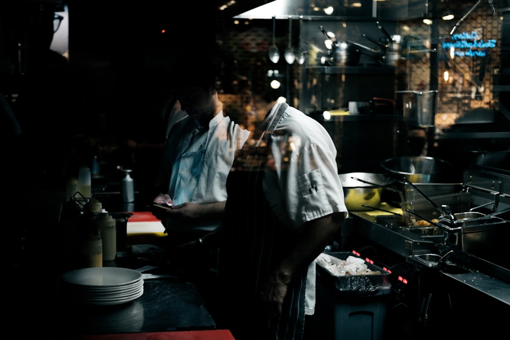 man wearing apron