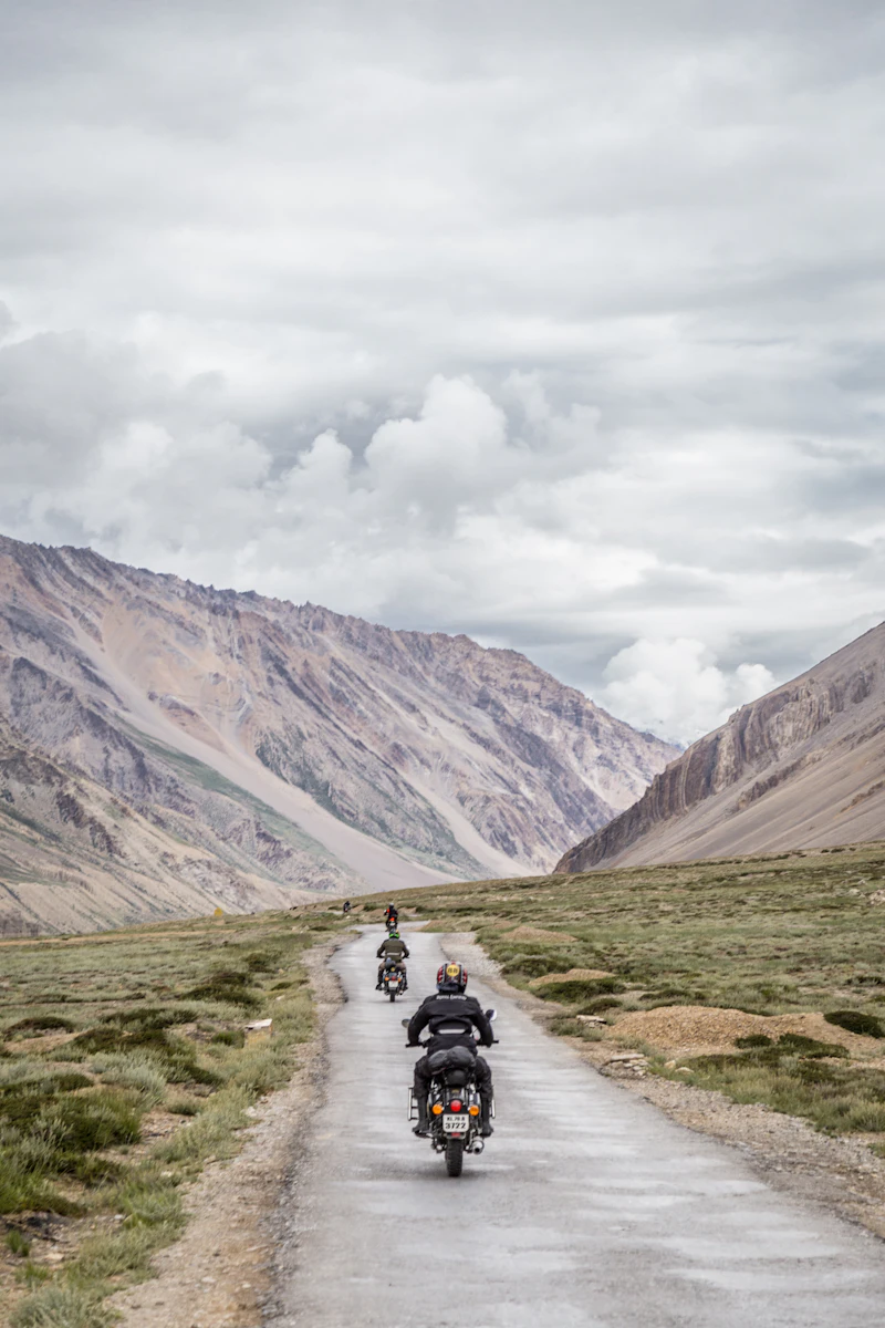 Motorcycles on a mountain road