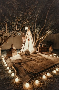 white and brown tipi tent beside trees