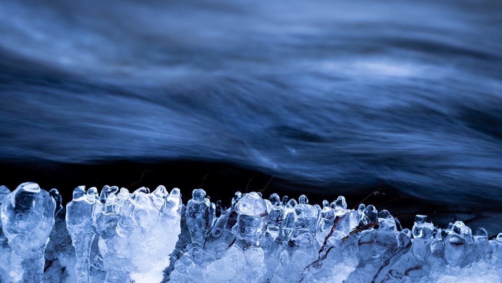 a bunch of ice that are sitting in the snow