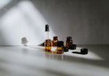 empty amber glass bottles