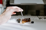 brown bottle on table