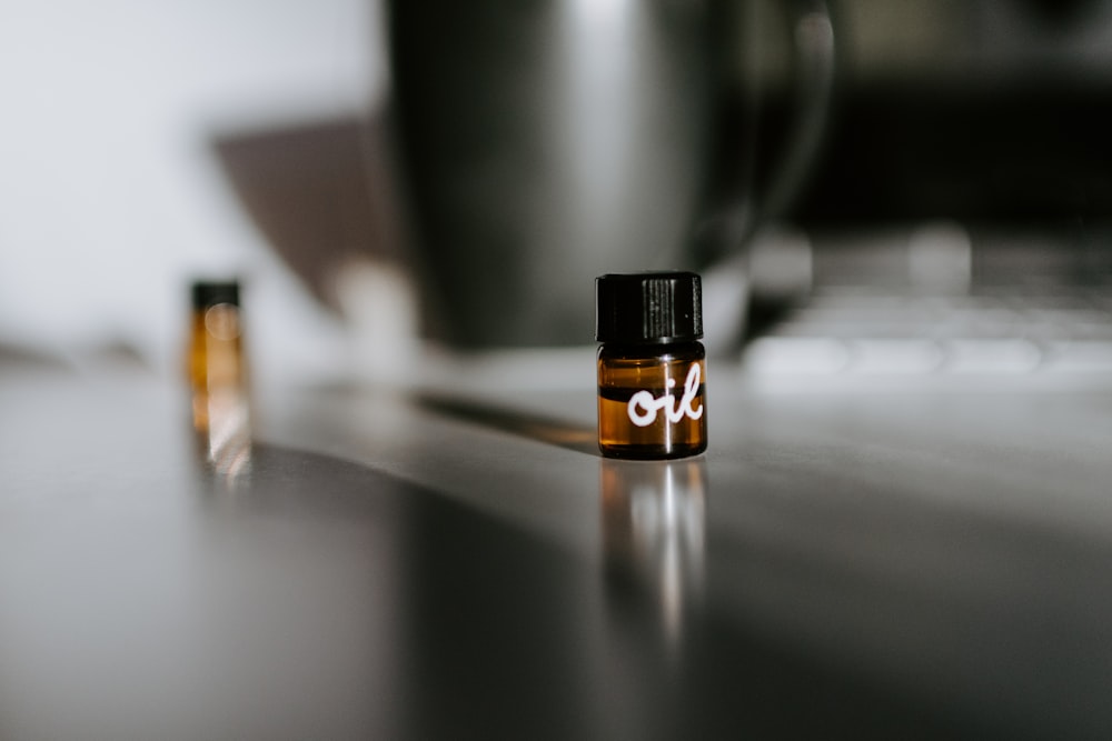 aroma oil bottle on desk