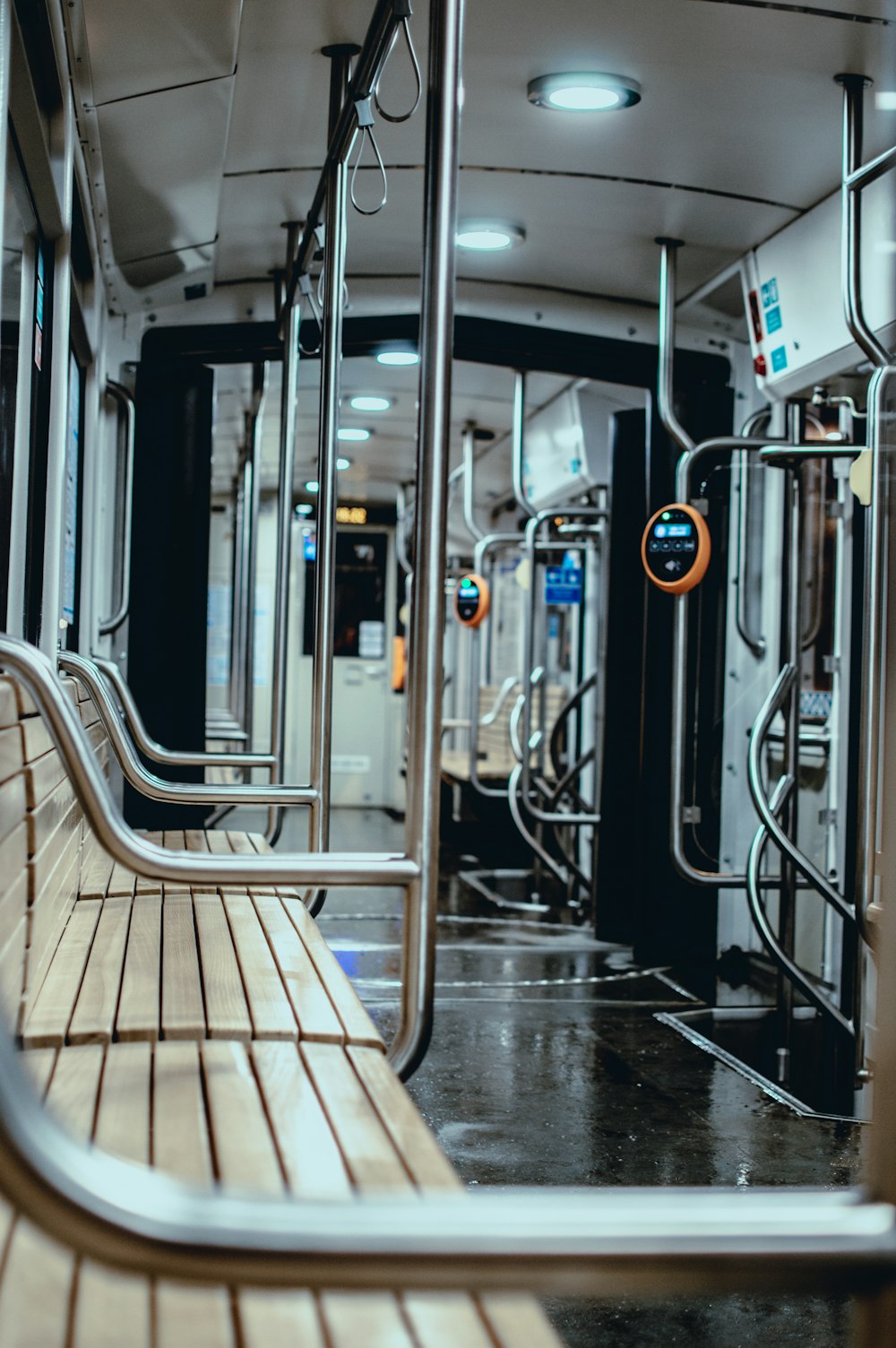 shallow focus photo of train seats