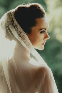 woman wearing white wedding veil