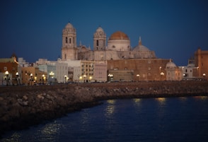 white and brown mosque near body of water