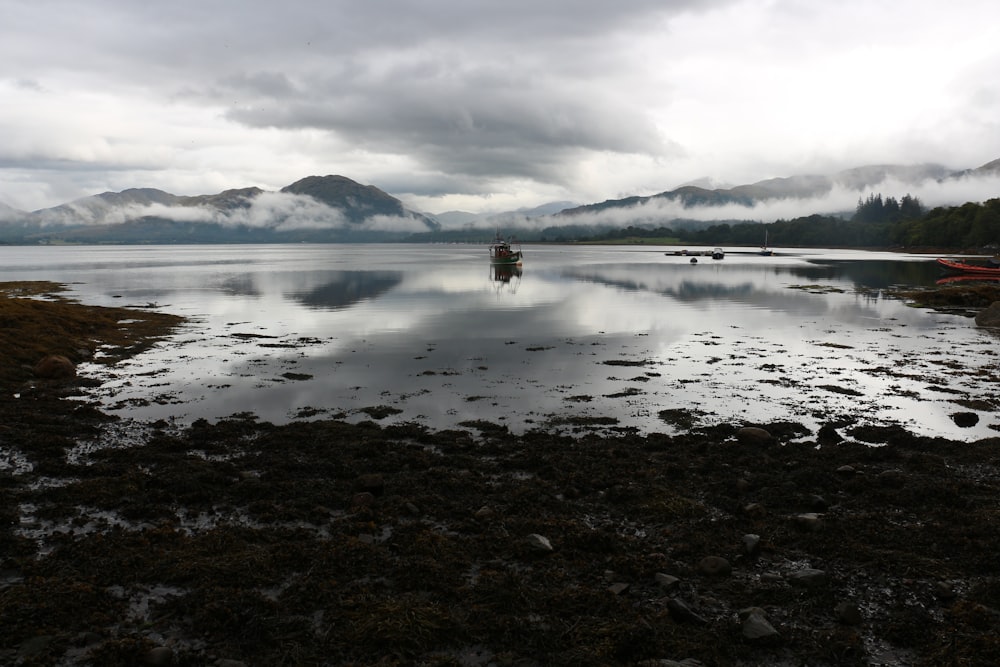 black boat sailing on calm lake