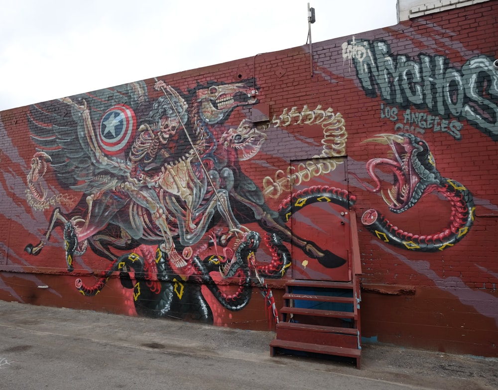 Captain America skull graffiti wall