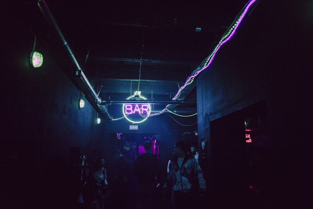 pink and blue bar neon lights