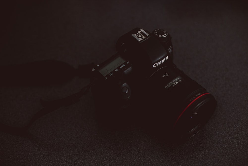 black Canon DSLR camera