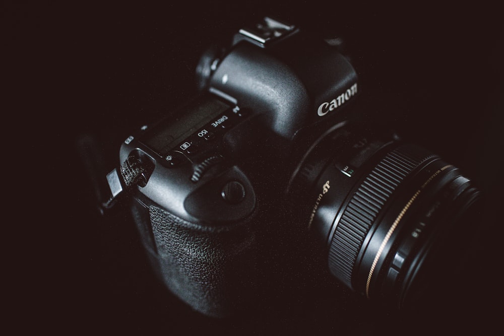 black Canon DSLR camera