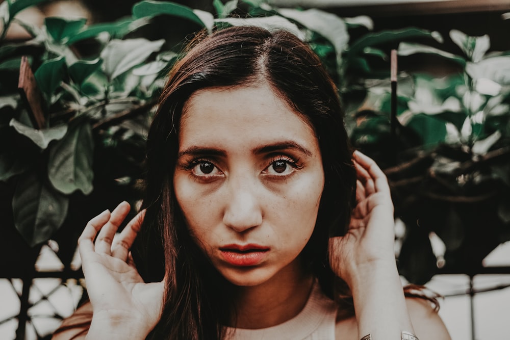 woman near plants