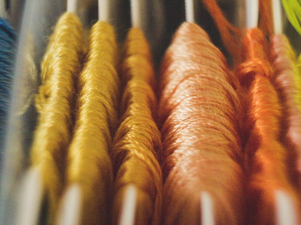 yellow and orange yarns