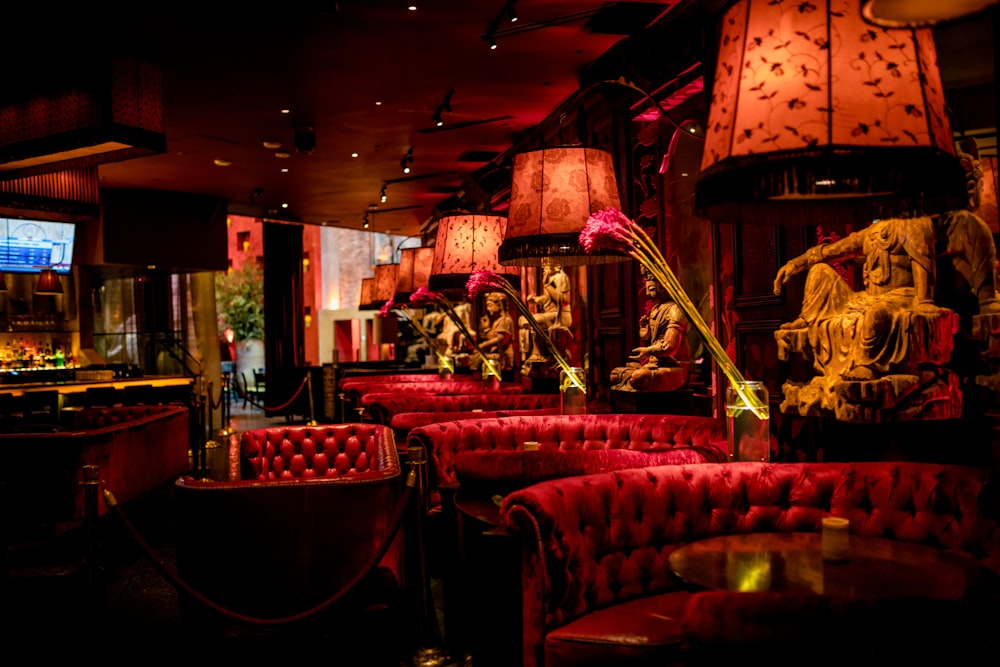 empty bar with lighted lights