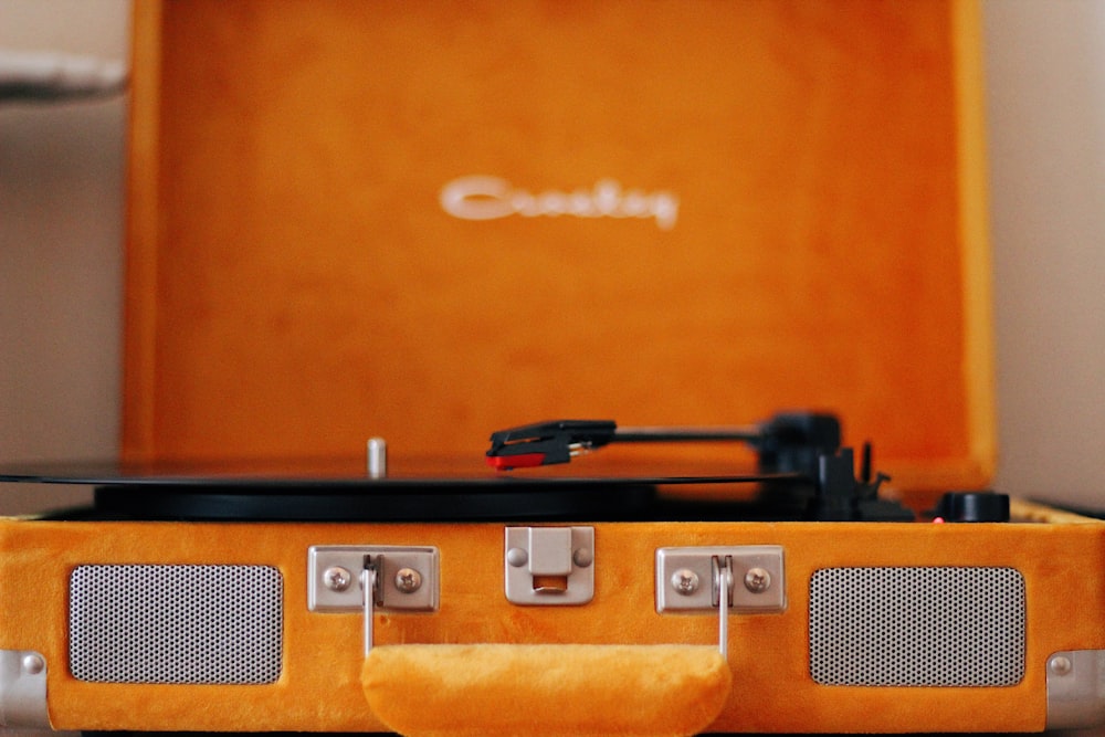 orange Crosley turntable