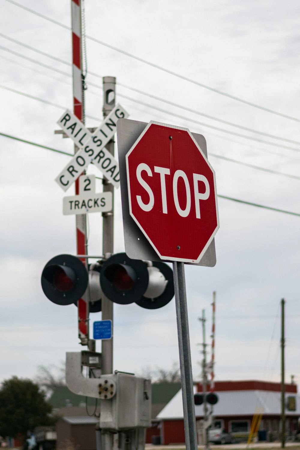 Stop signage near traffic lights