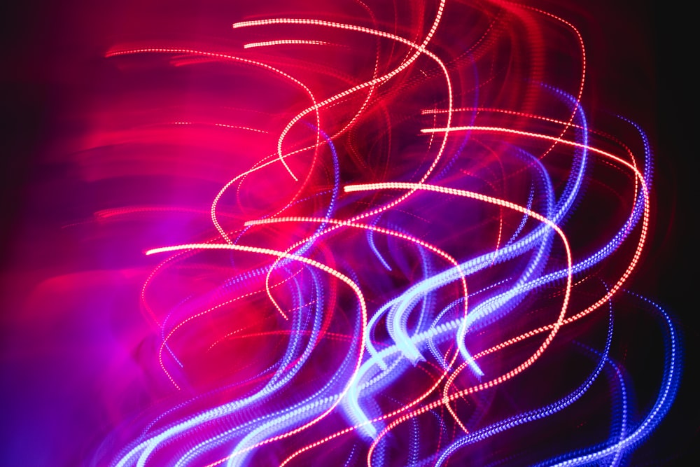 red, blue, and white light effects