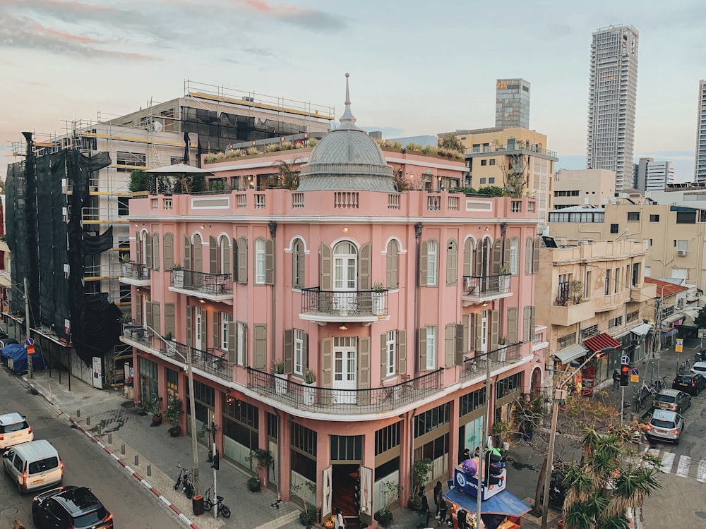 aerial photo of brown building