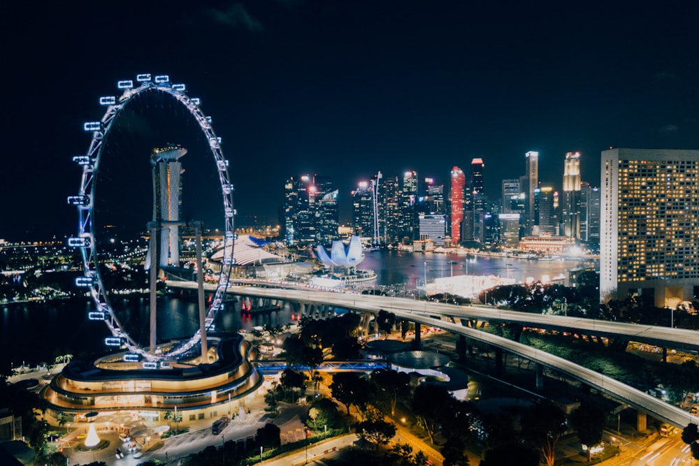 city skyline at nighttime