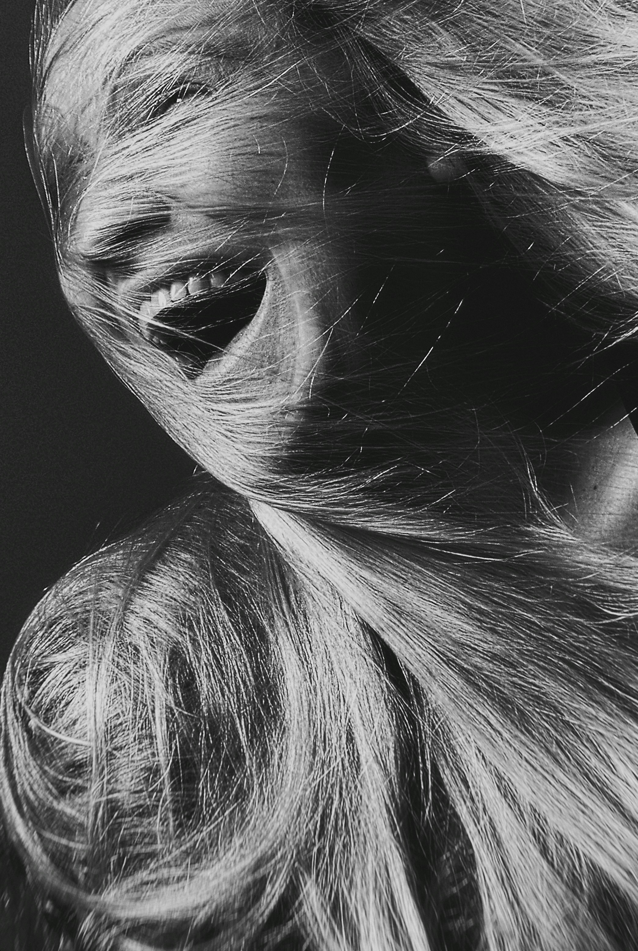 Grayscale photo of smiling woman photo – Free Black Image on Unsplash