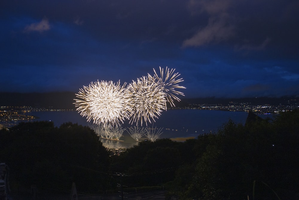 fireworks under blue sky