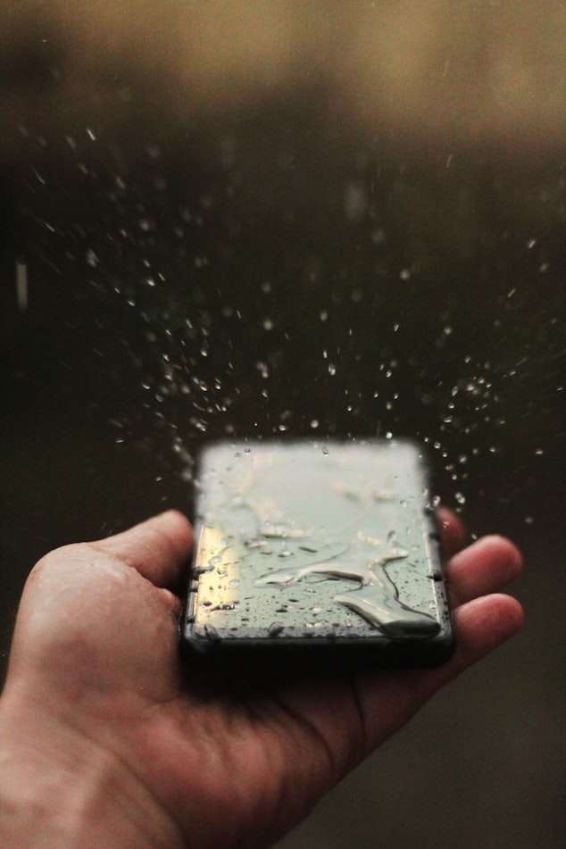 image of a wet phone