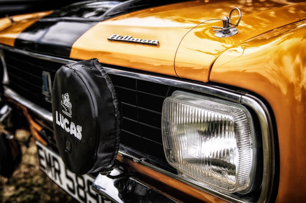 yellow and black Lucas car headlight